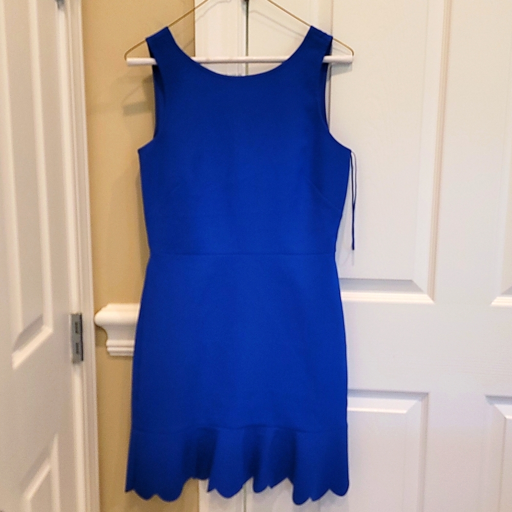 J Crew Royal Blue Dress scalloped size 2 like new